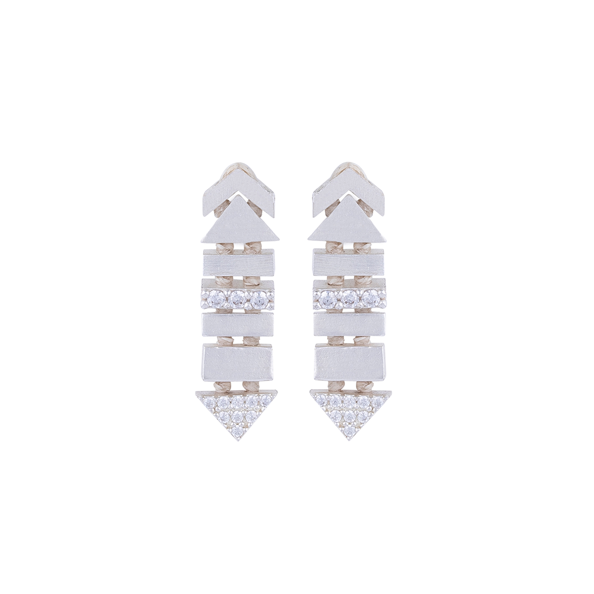 Stairs Earrings with Stone Detail