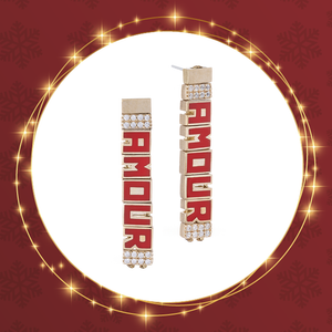 Enamel Name Earring with Stones