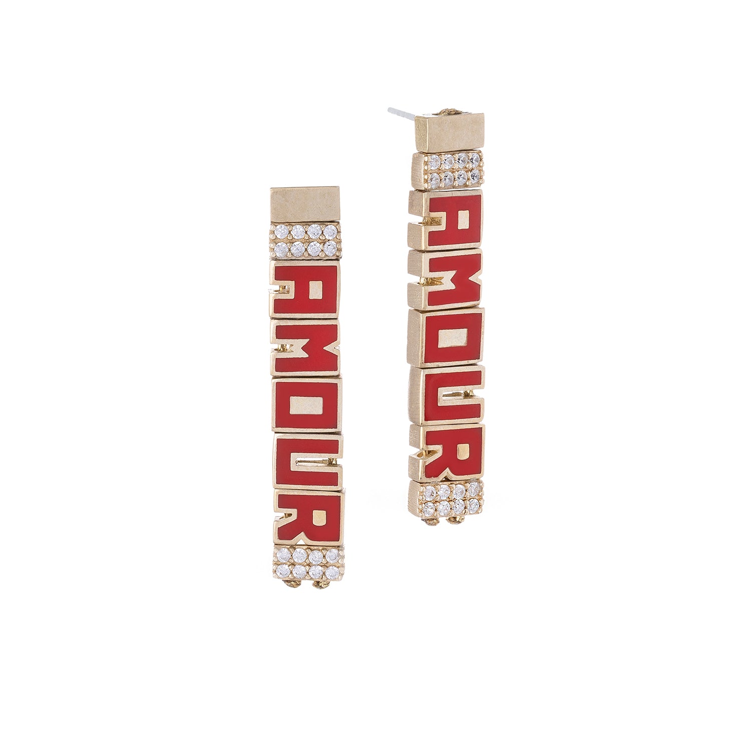 Enamel Name Earring with Stones