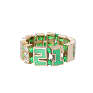 Enamel Name Ring with Stones