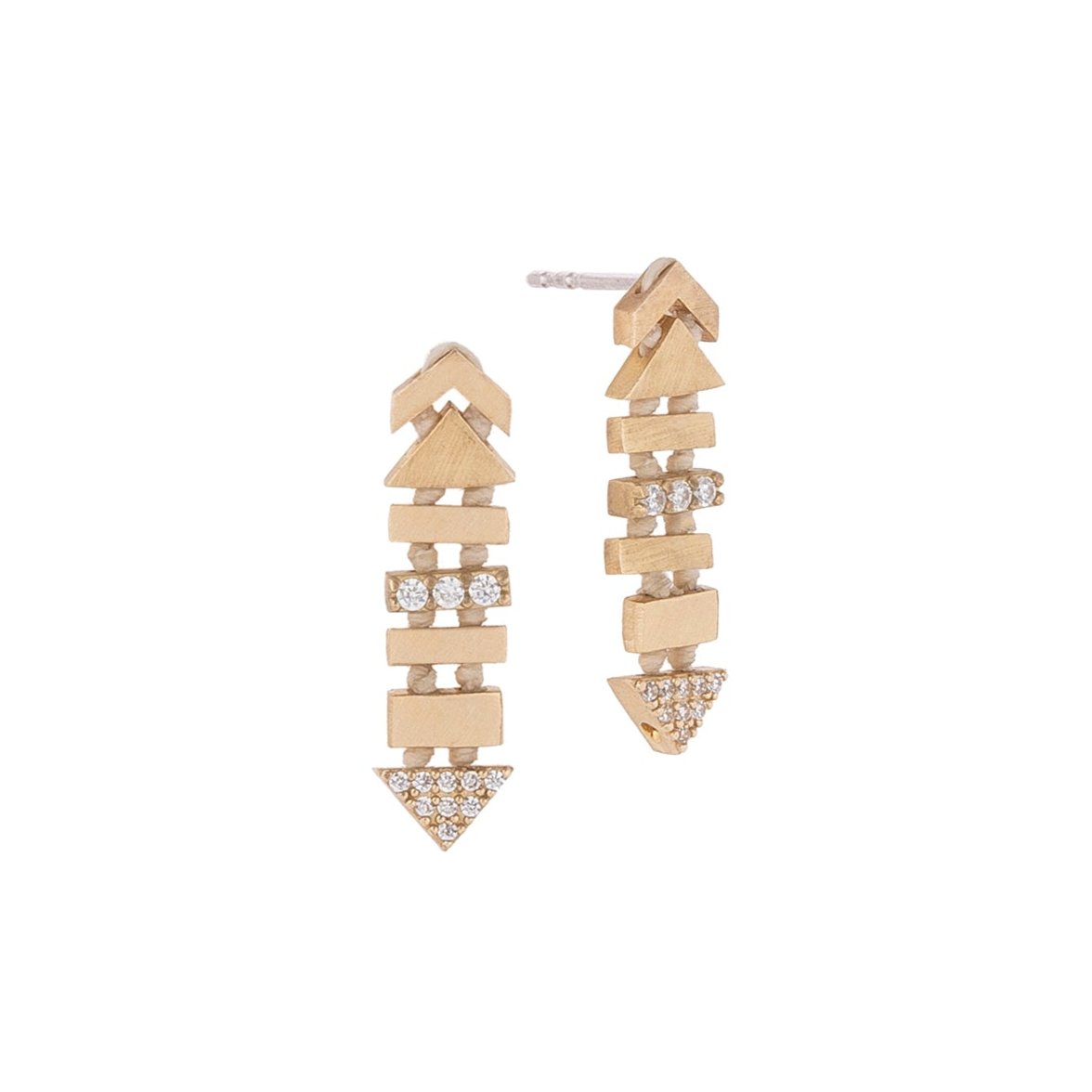 Stairs Earrings with Stone Detail