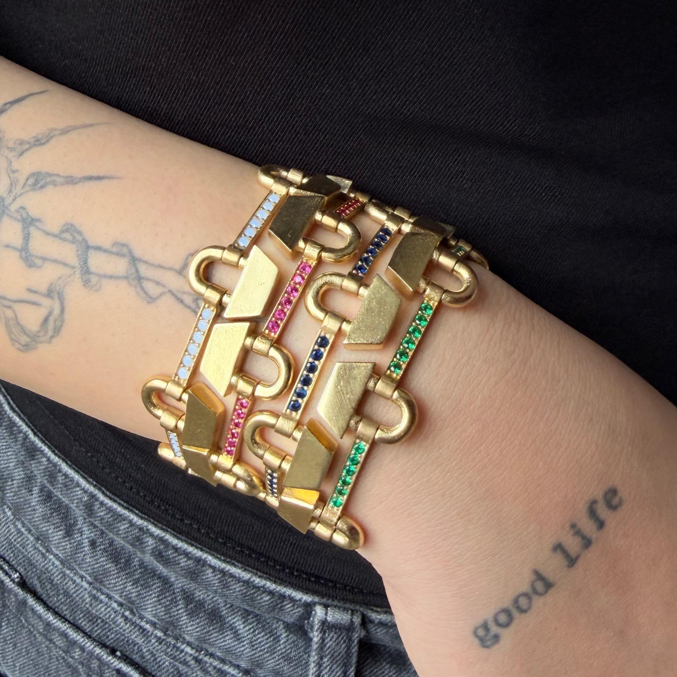 Lock Bracelet with Stone