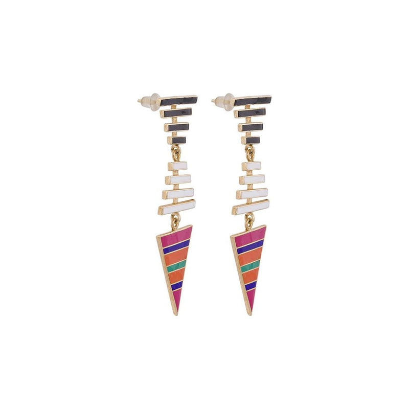 Triangle Long Earring with Enamel