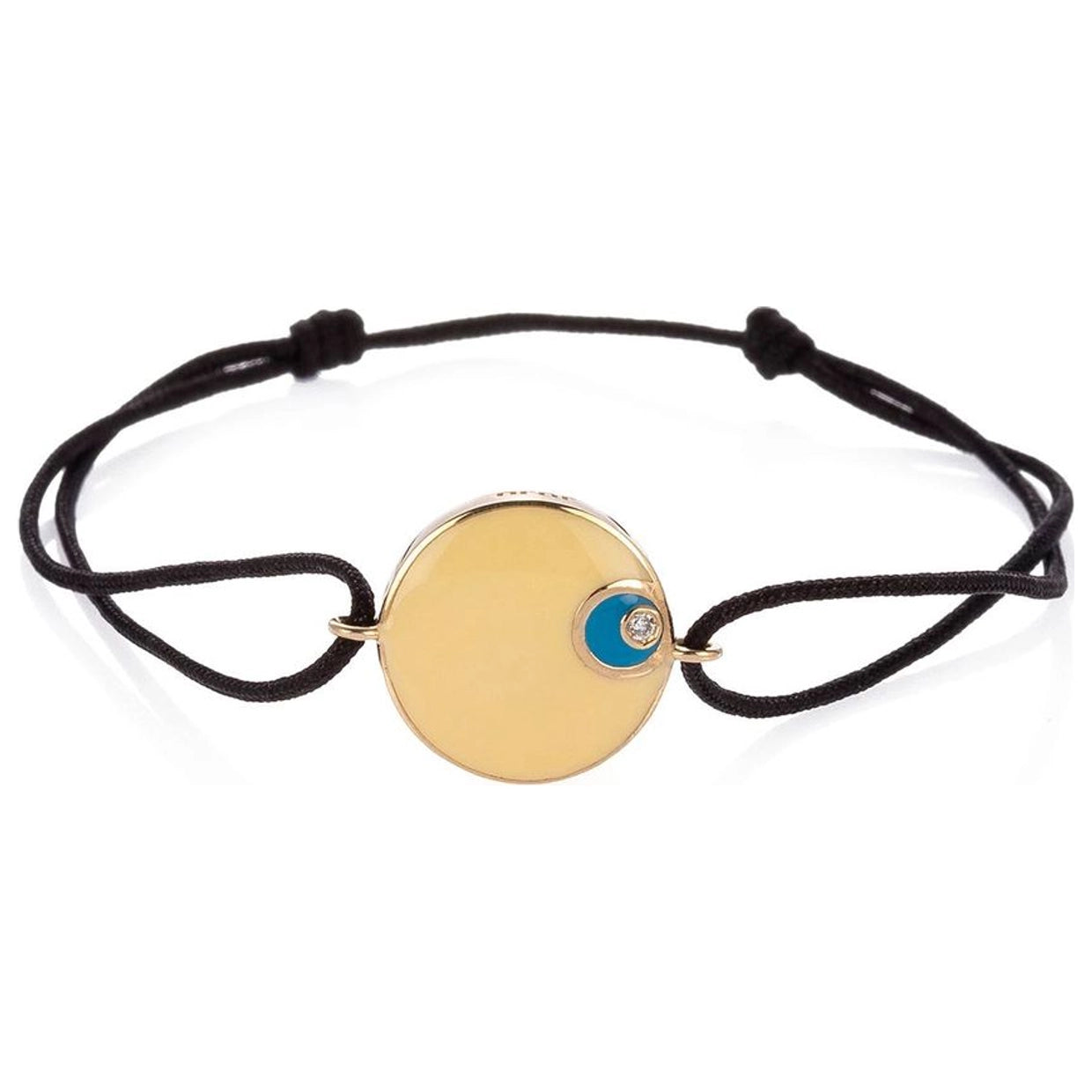 Evil Eye Bead Gold Cord Bracelet with Diamond