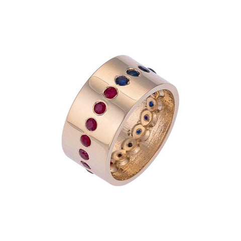  Merry Go Round Gold Ring with Colorful Stones