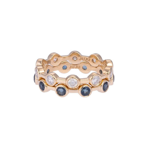 Hoop Gold Ring with Diamond Stones