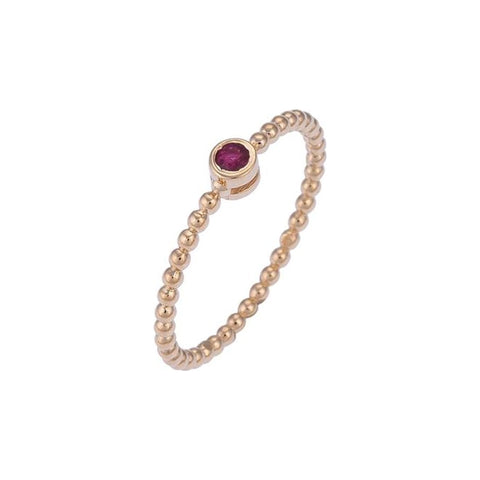  Pure Chic Gold Ring with Ruby Stones