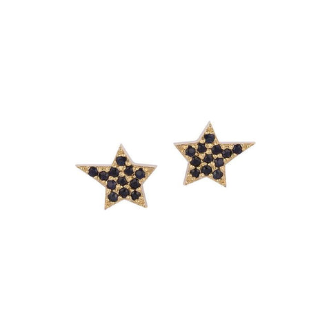 Star Gold Earrings with Sapphire Stones