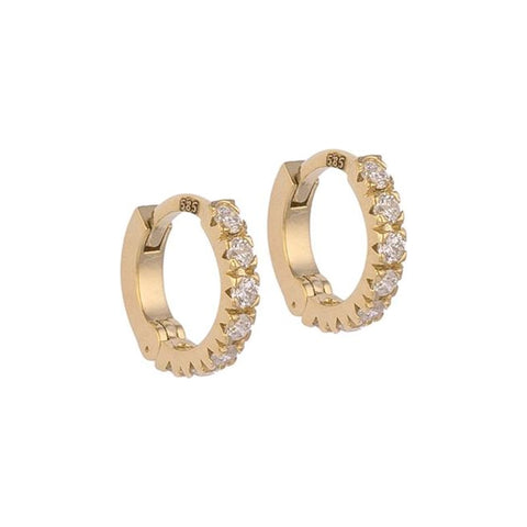 Hoop Gold Earrings with Diamond Stones