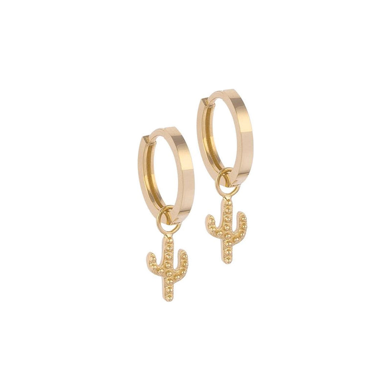 Cactus-shaped Gold Earring Charm