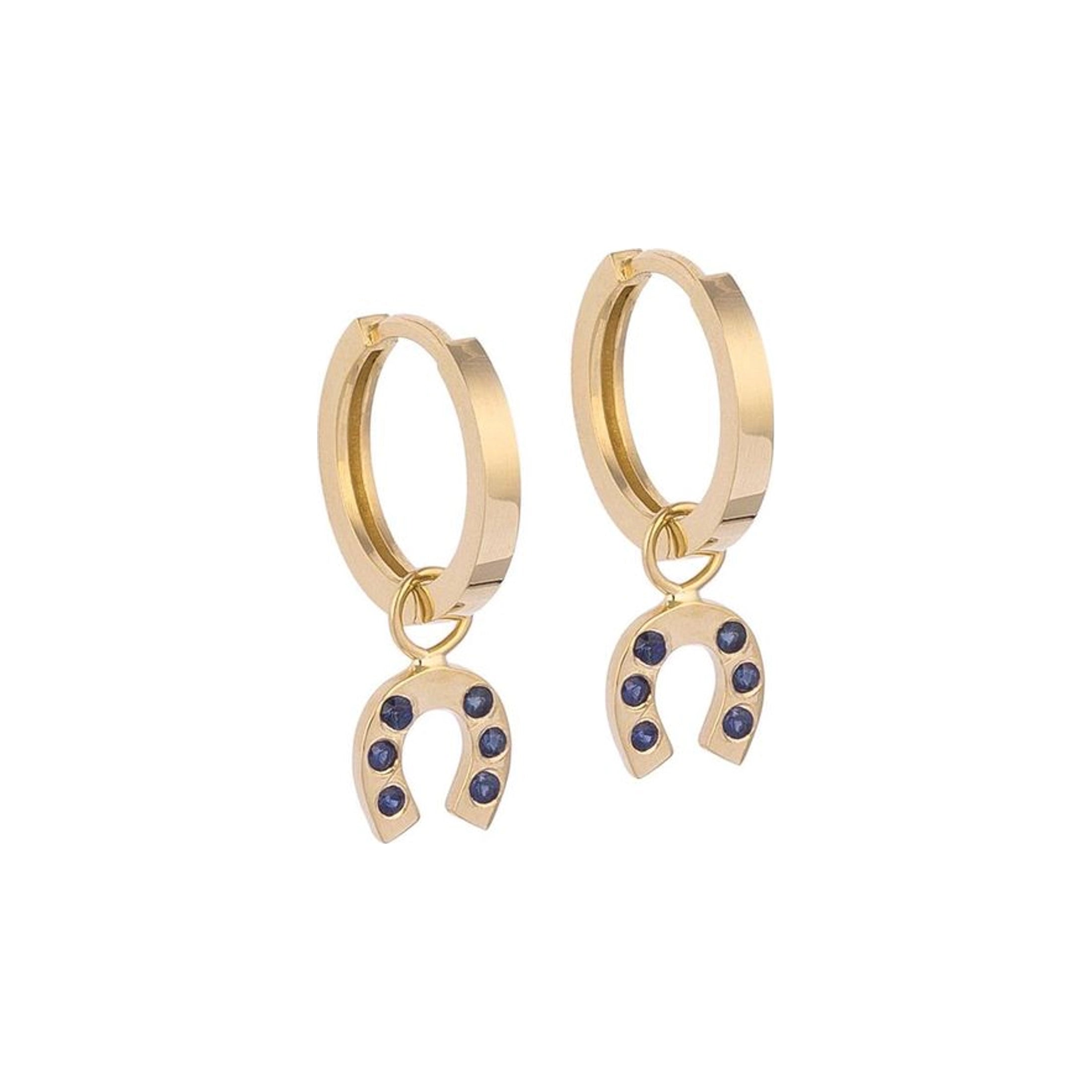 Horseshoe Gold Earrings with Sapphire