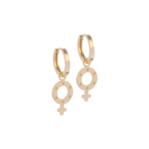 Female Sign Gold Earrings