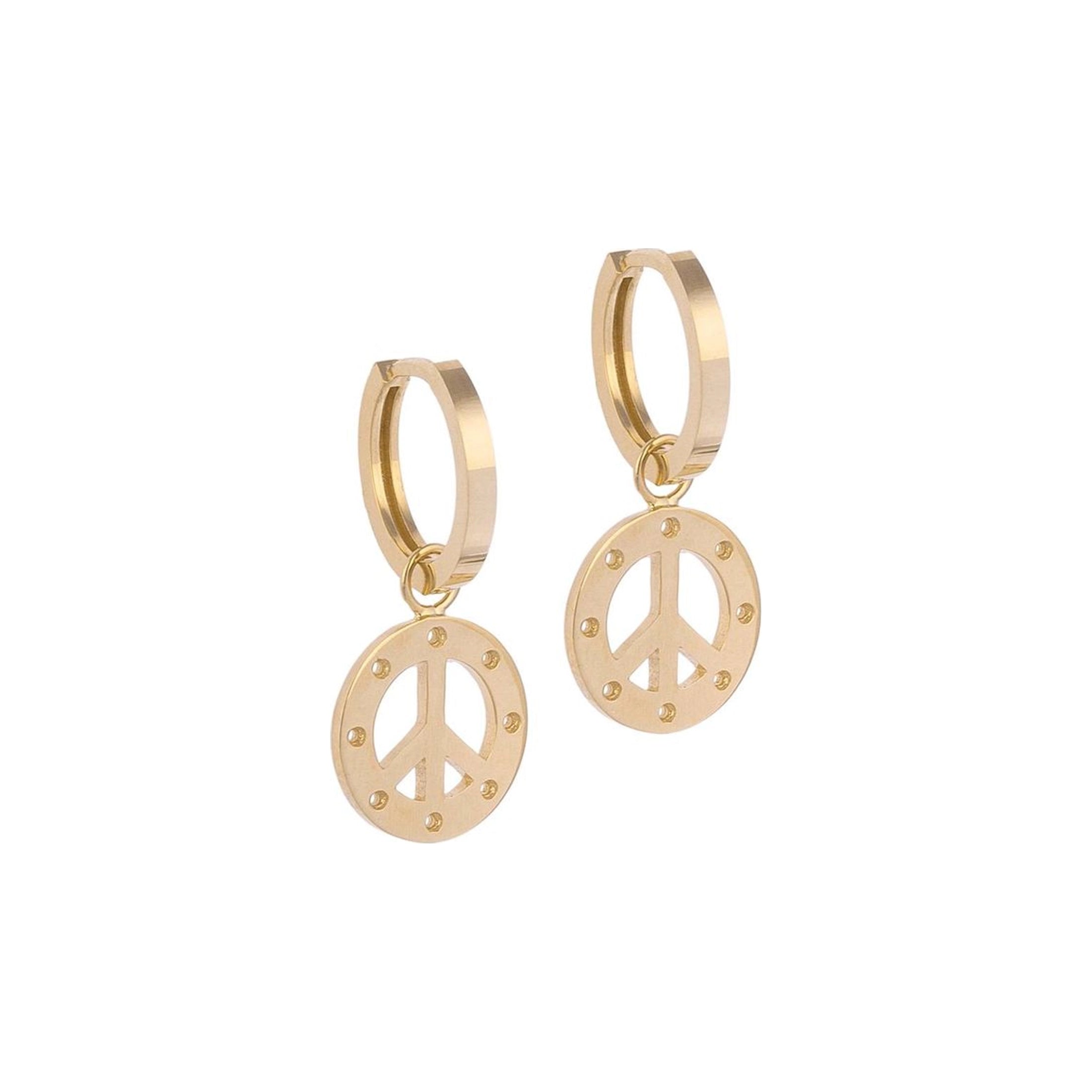 Peace Sign Gold Earrings