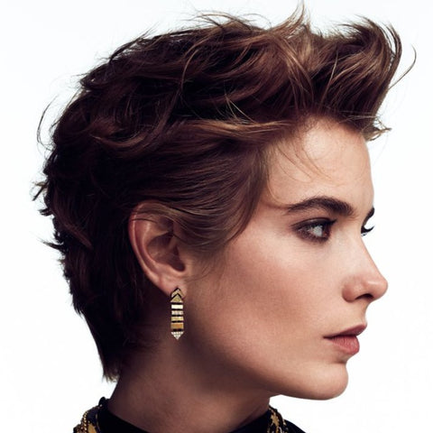  Stairs Earrings with Stone Detail