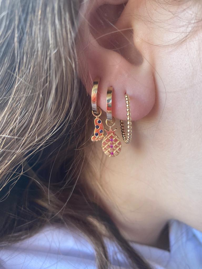 Pineapple Earrings with Ruby Stones