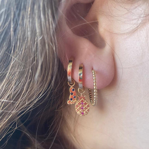 Pineapple Earrings with Ruby Stones