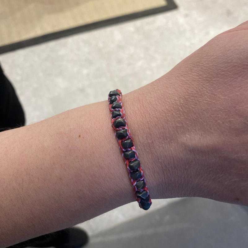 Pink&Lilac Stone Bracelet with Cord