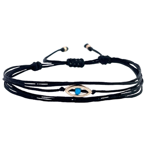 Eye-shaped Gold Cord Bracelet with Natural Stones 