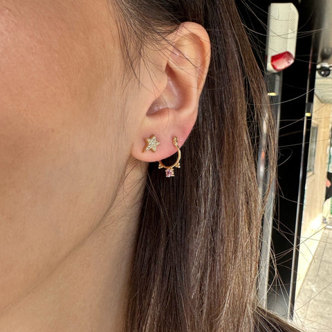  Husky Gold Earrings Sapphire Stones