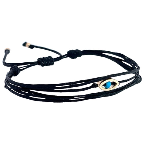  Eye-shaped Gold Cord Bracelet with Natural Stones 